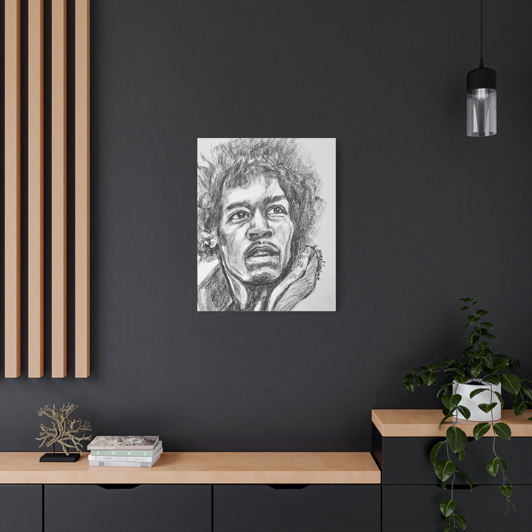 Jimi Hendrix,  B&W Rock and Roll Series Matte Canvas, Stretched, 1.25"