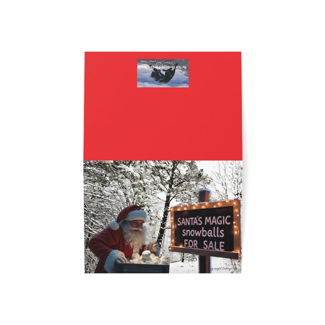 Festive Holiday Greeting Cards - Santa's Magic Snowballs Design with Bible Verse & message(1, 10, 30, 50 pcs)