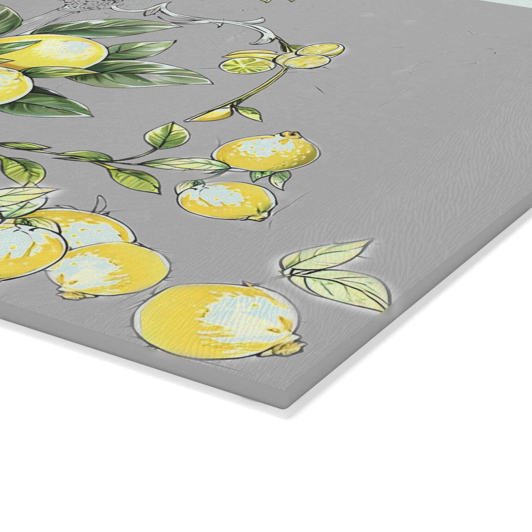 Grey Bunches of Lemons Centerpiece Glass Cutting Board