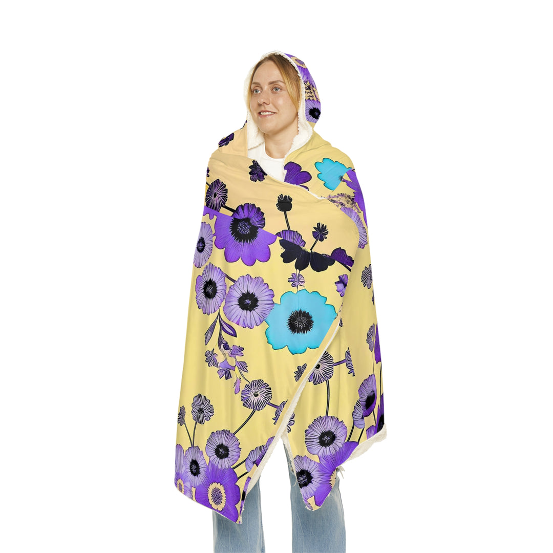 Purple Flowers Dancing on Sunshine Snuggle Blanket