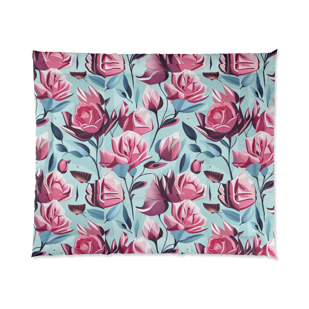Roses are Pink 4squares print Comforter