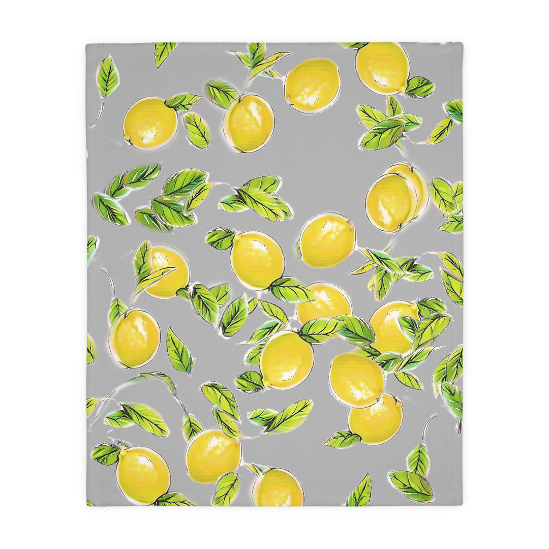 Grey Lemon Velveteen Minky Blanket (Two-sided print)
