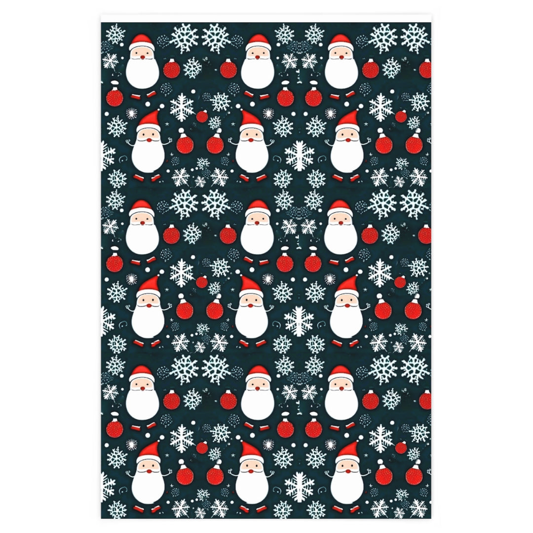 Retro Santa & Snowflake Christmas Tree Gift Wrapping Paper
