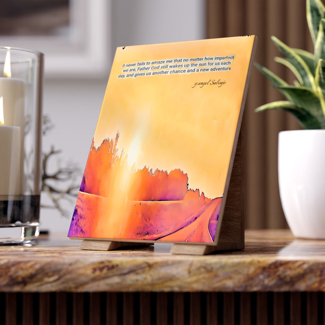 God wakes the sun Ceramic Photo Tile
