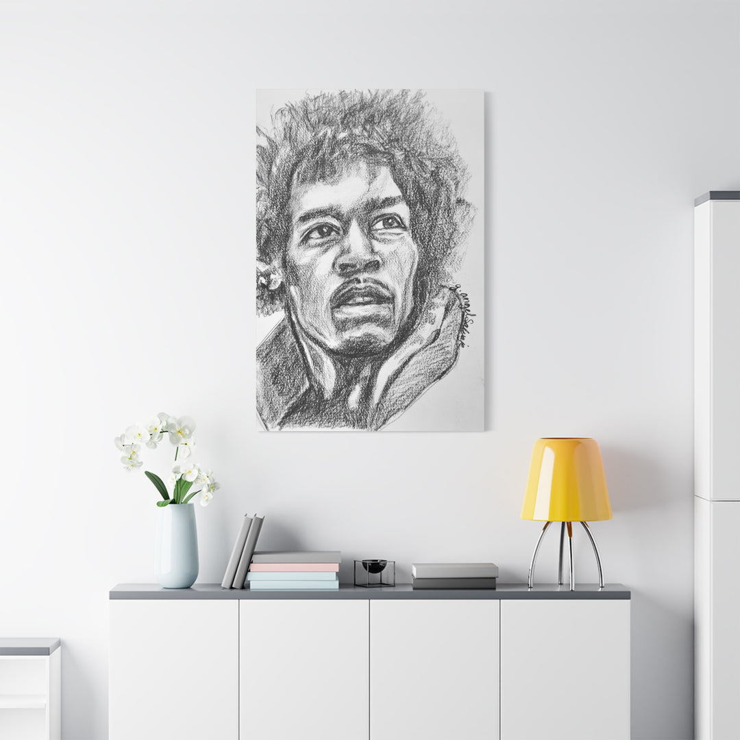 Jimi Hendrix,  B&W Rock and Roll Series Matte Canvas, Stretched, 1.25"