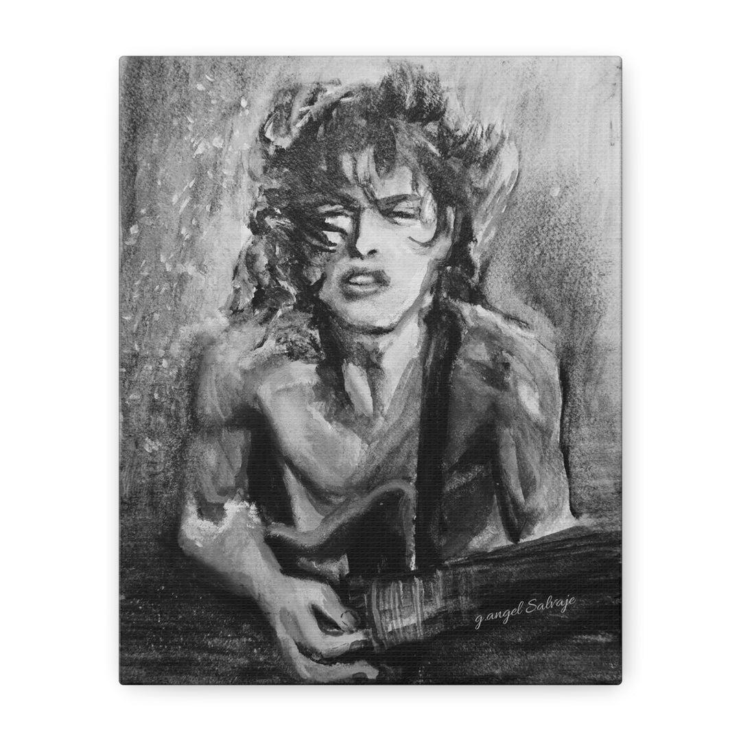 Angus Young, B&W  Rock and Roll Series Matte Canvas, Stretched, 1.25"