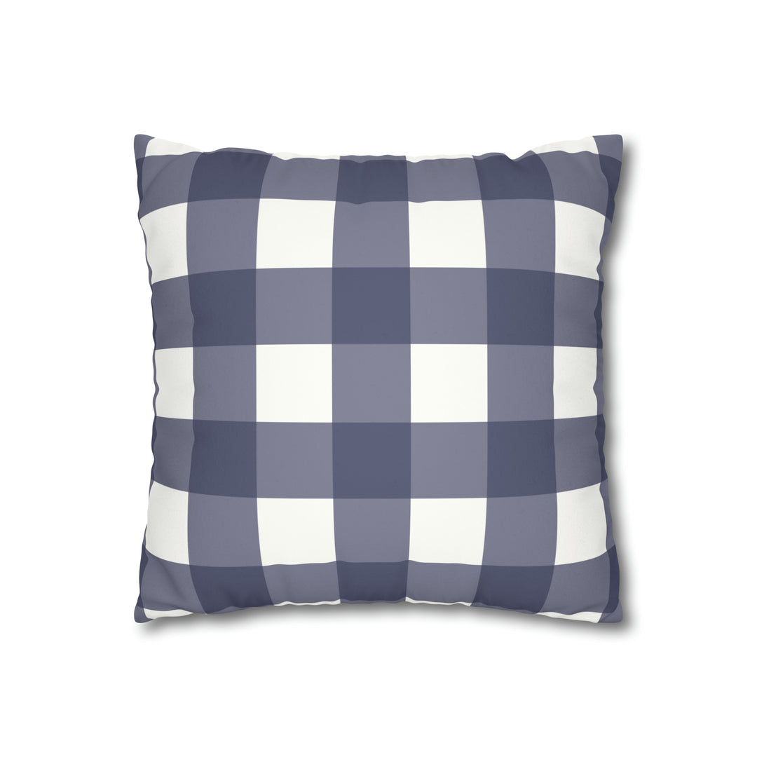 Country Grey Gingham Faux Suede Square Pillow Case