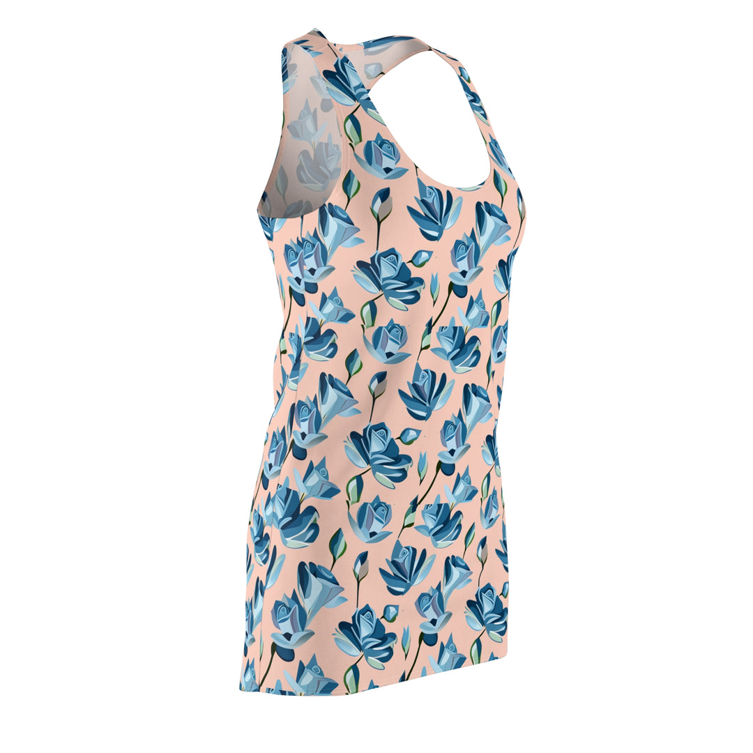 Blue Rose Buds Women's Cut & Sew Racerback Dress (AOP)
