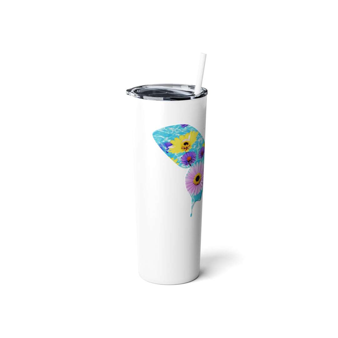 Single Butterfly New Start Skinny Steel Tumbler with Straw, 20oz