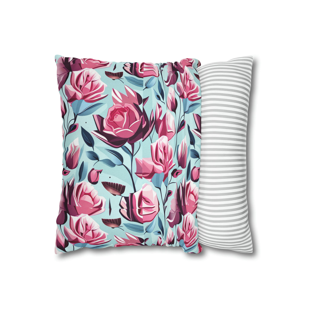 Roses are Pink small print  Spun Polyester Square Pillow Case