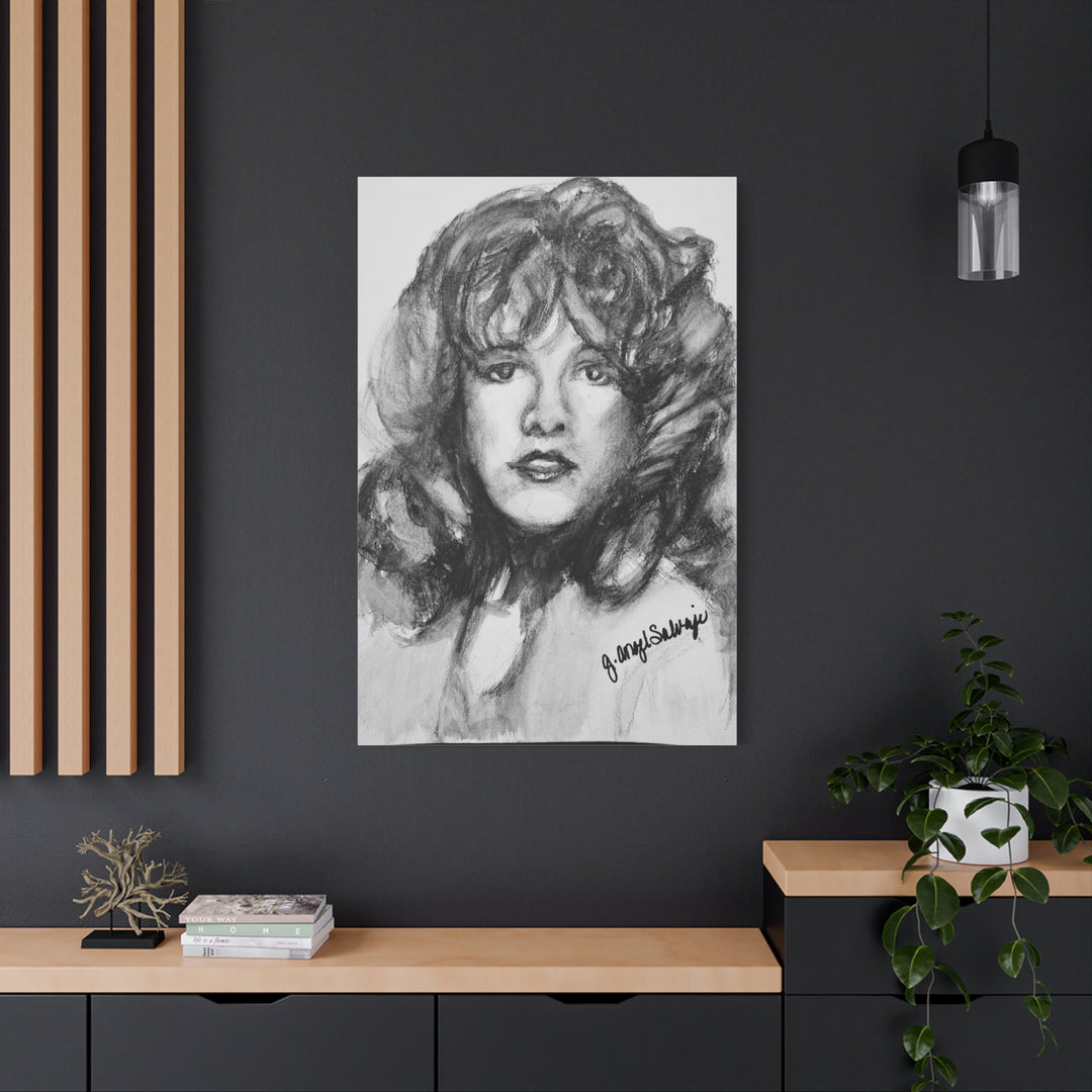Stevie Nicks, B&W Rock and Roll Series,  Matte Canvas, Stretched, 1.25"