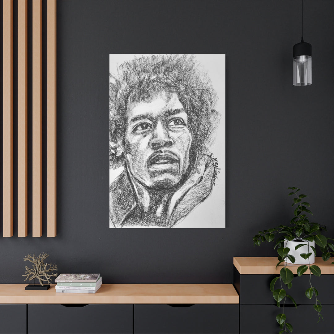 Jimi Hendrix,  B&W Rock and Roll Series Matte Canvas, Stretched, 1.25"