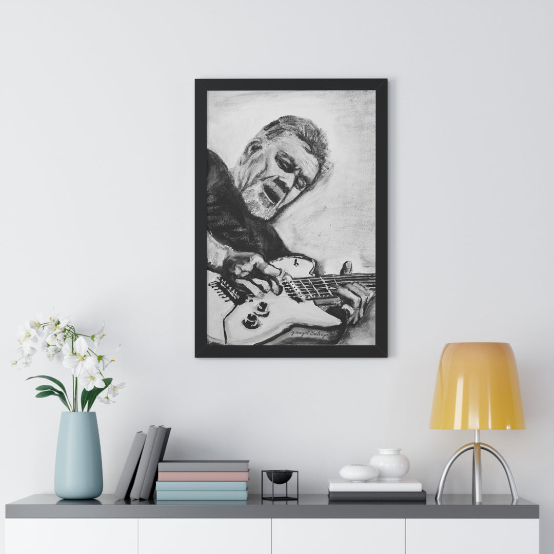 Vertical Poster, Eddie Van Halen Black and White Portrait