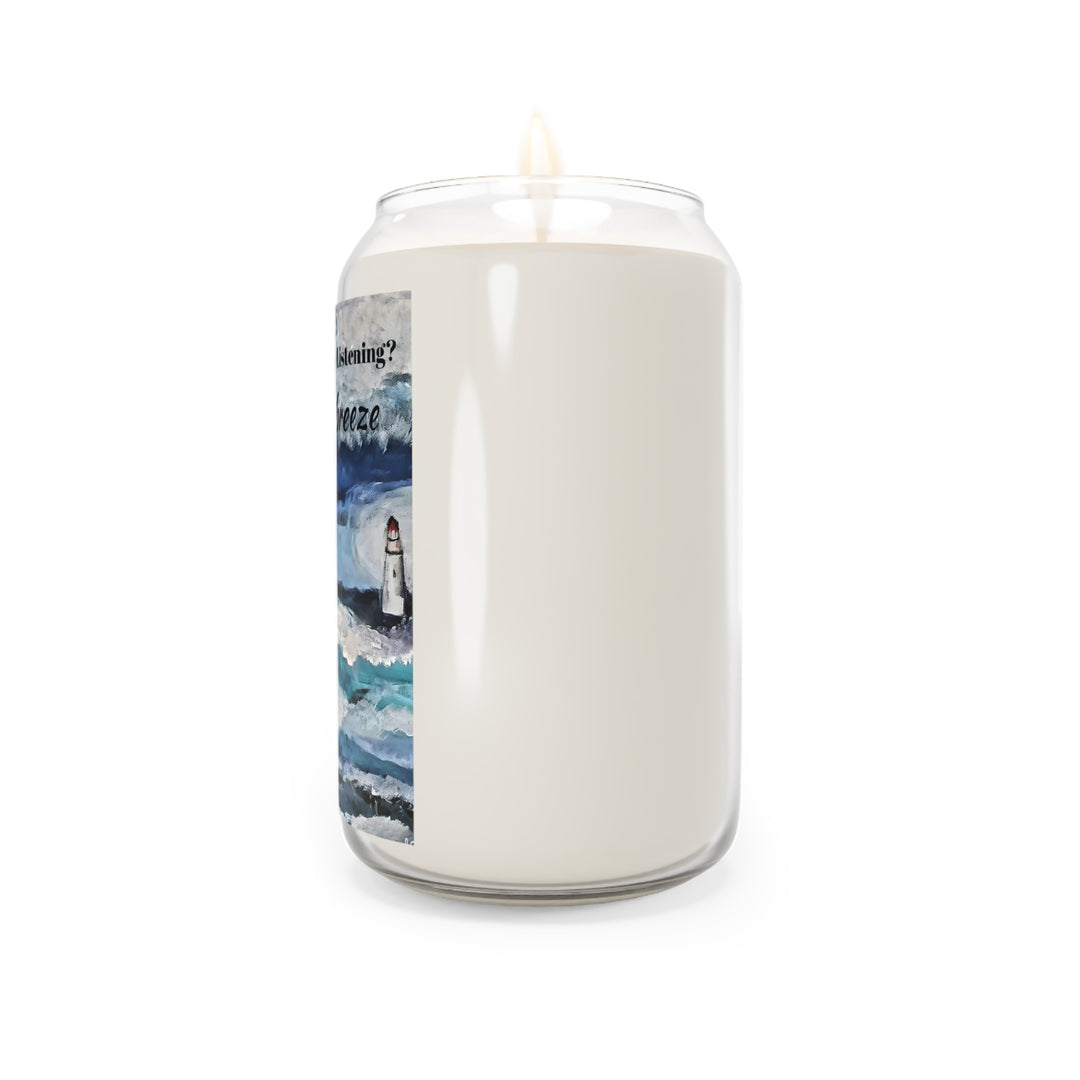 Scented Candle, Seabreeze - 'Is Anybody Listening' Painting Label
