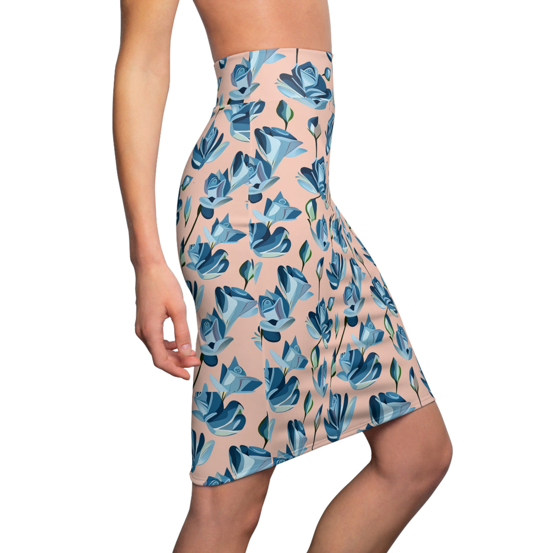 Blue Rose Buds Women's Pencil Skirt (AOP)