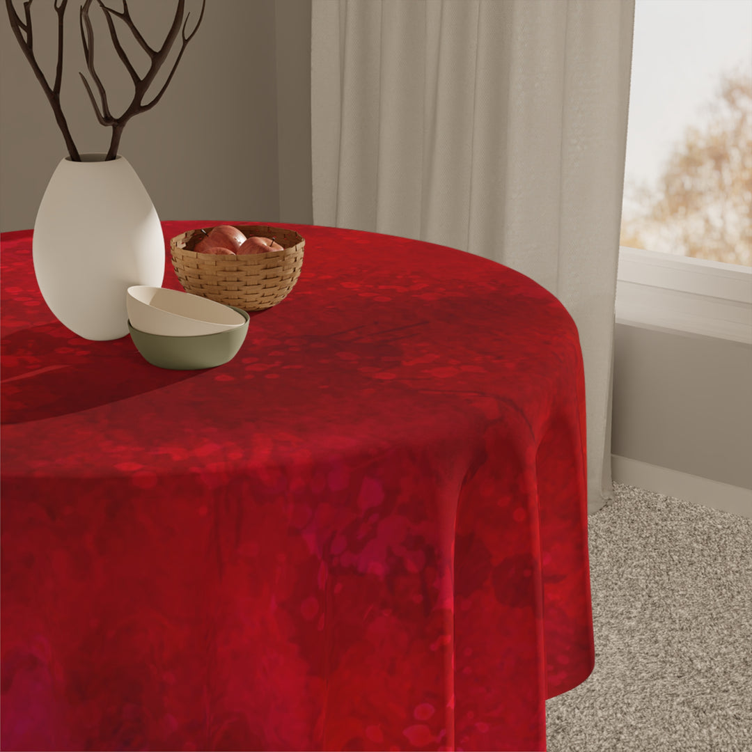 Marbled Deep Red Tablecloth