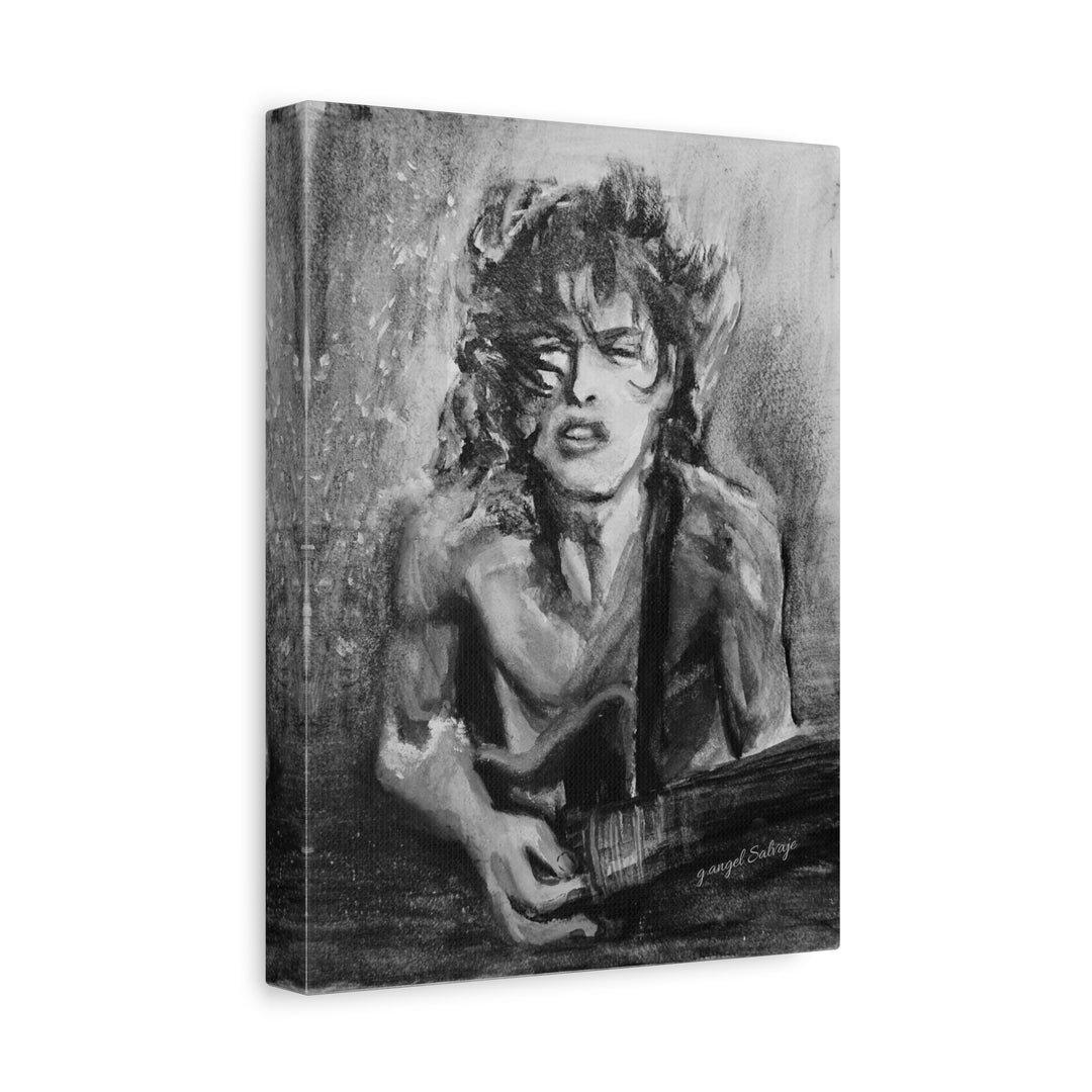 Angus Young, B&W  Rock and Roll Series Matte Canvas, Stretched, 1.25"