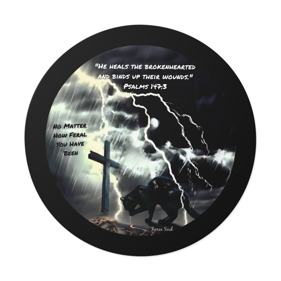 Inspirational Vinyl Stickers - Psalms 147:3 Feral Cat Design