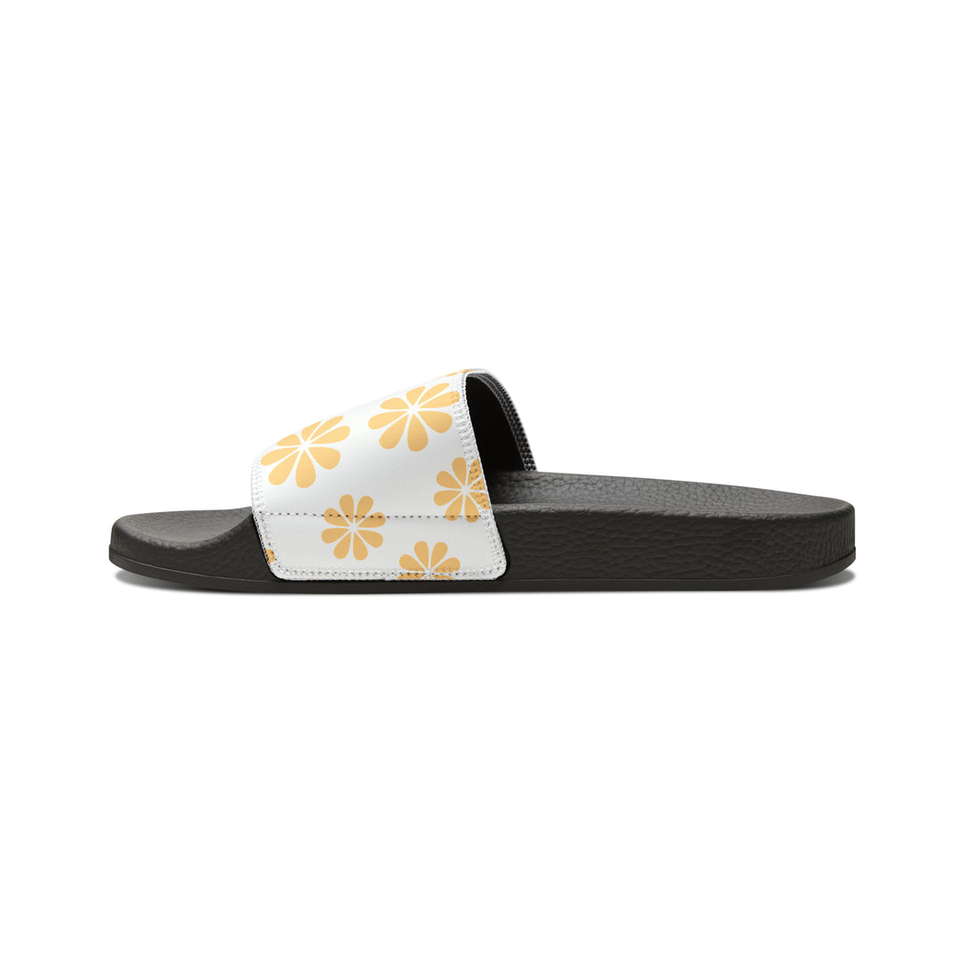 Yellow Flowers Youth PU Slide Sandals