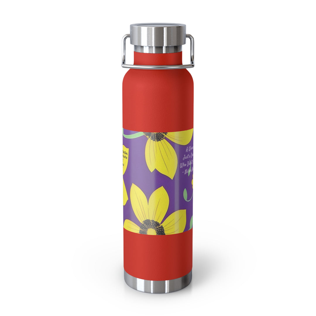 Yellow Floral Inspirational Quotes Copper Vacuum Insulated Bottle, 22oz