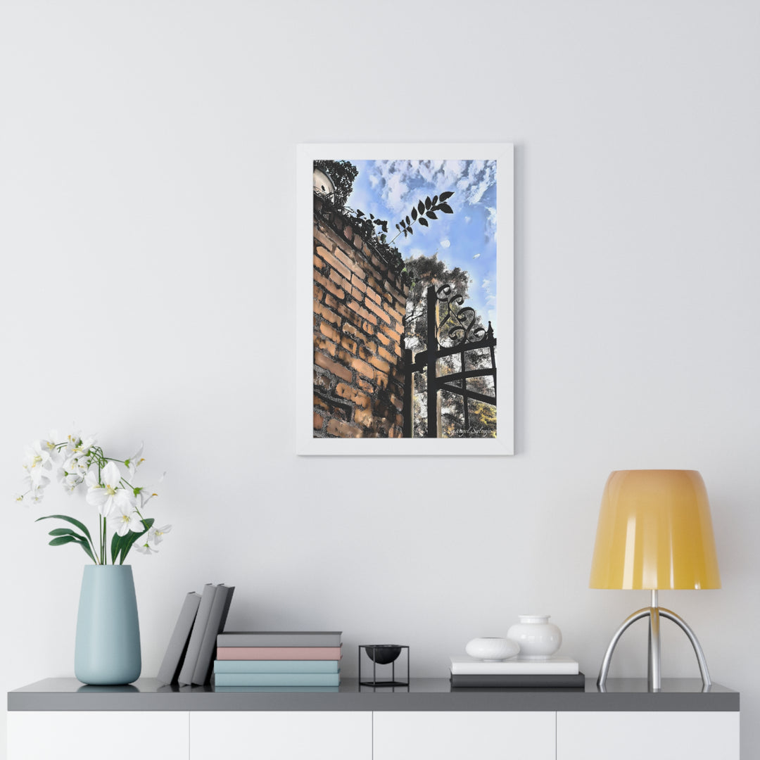 An Ivy Green Sky Framed Vertical Poster