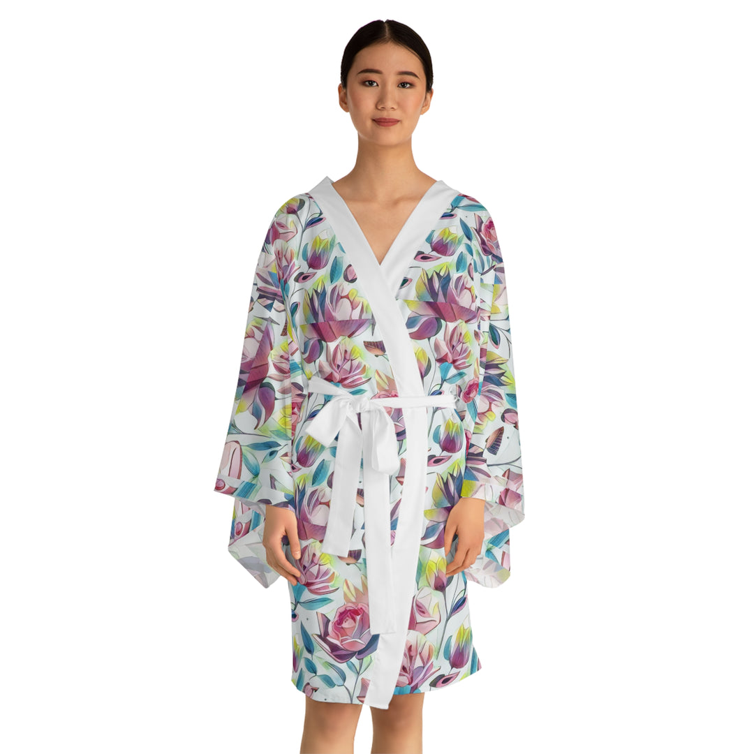 Women's Floral Phantasm Long Sleeve Kimono Robe (AOP)