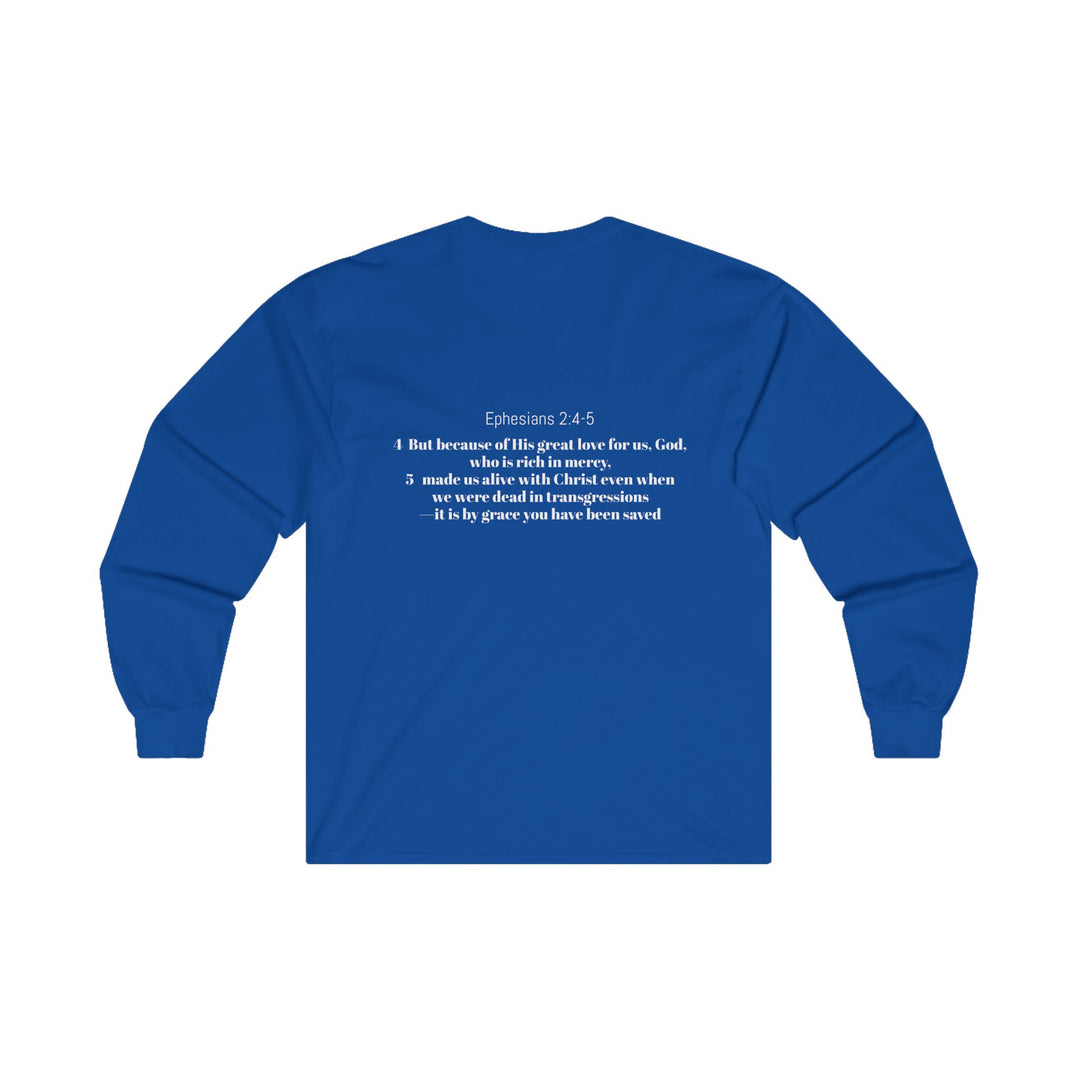 Christian Long Sleeve Tee - Ephesians 2:4-5 Saved by Grace