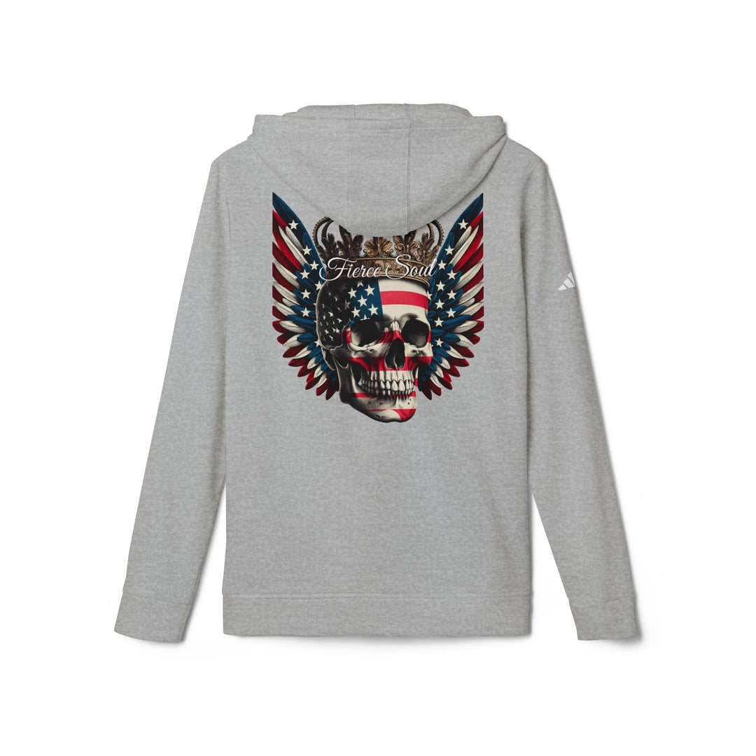 Fleece Hoodie - Fierce Soul Winged Stars and Stripes Skull