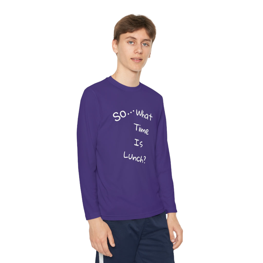 What time is lunch? Youth Long Sleeve Competitor Tee
