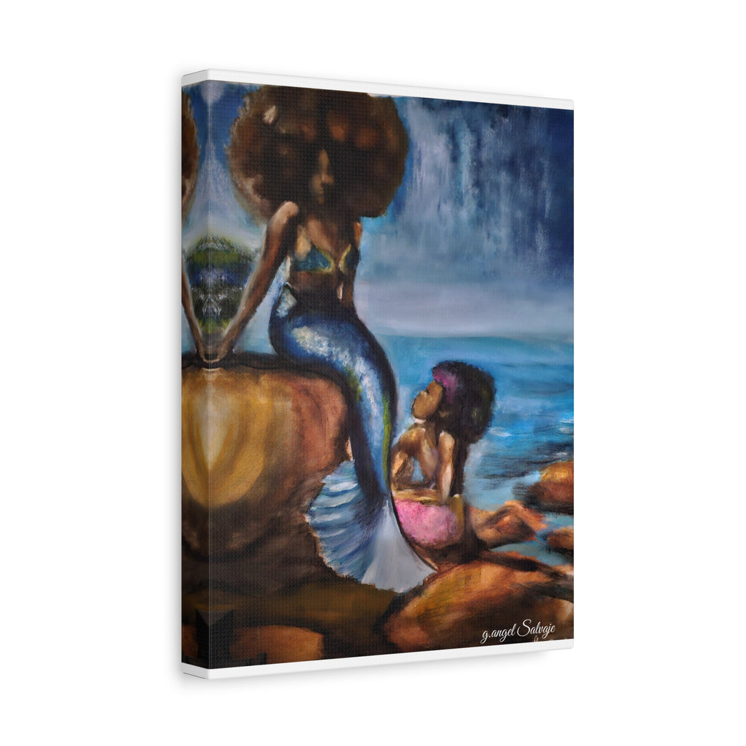 Canvas Print - Mermaid and Child Seaside Art