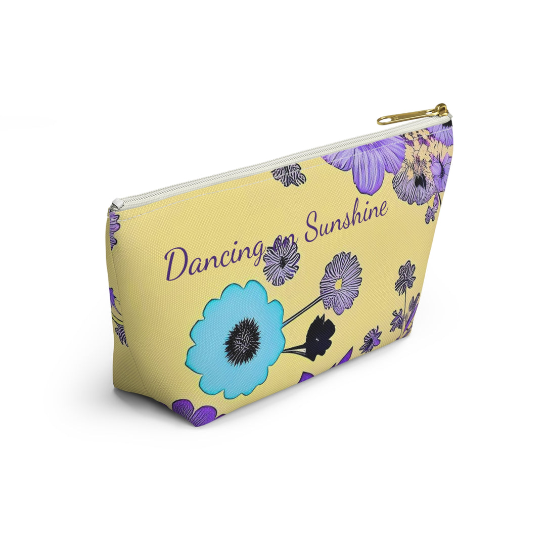 Purple Flowers Dancing on Sunshine Accessory Pouch w T-bottom