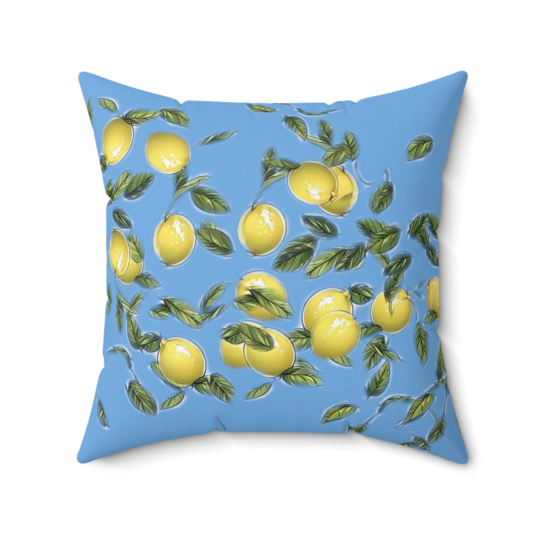 Bunches of Lemons on blue Faux Suede Square Pillow