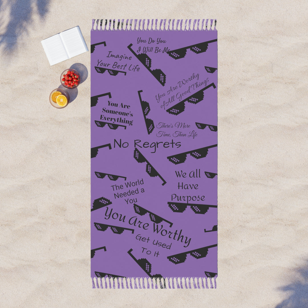 Purple Affirmations and Sunglasses Beach Cloth