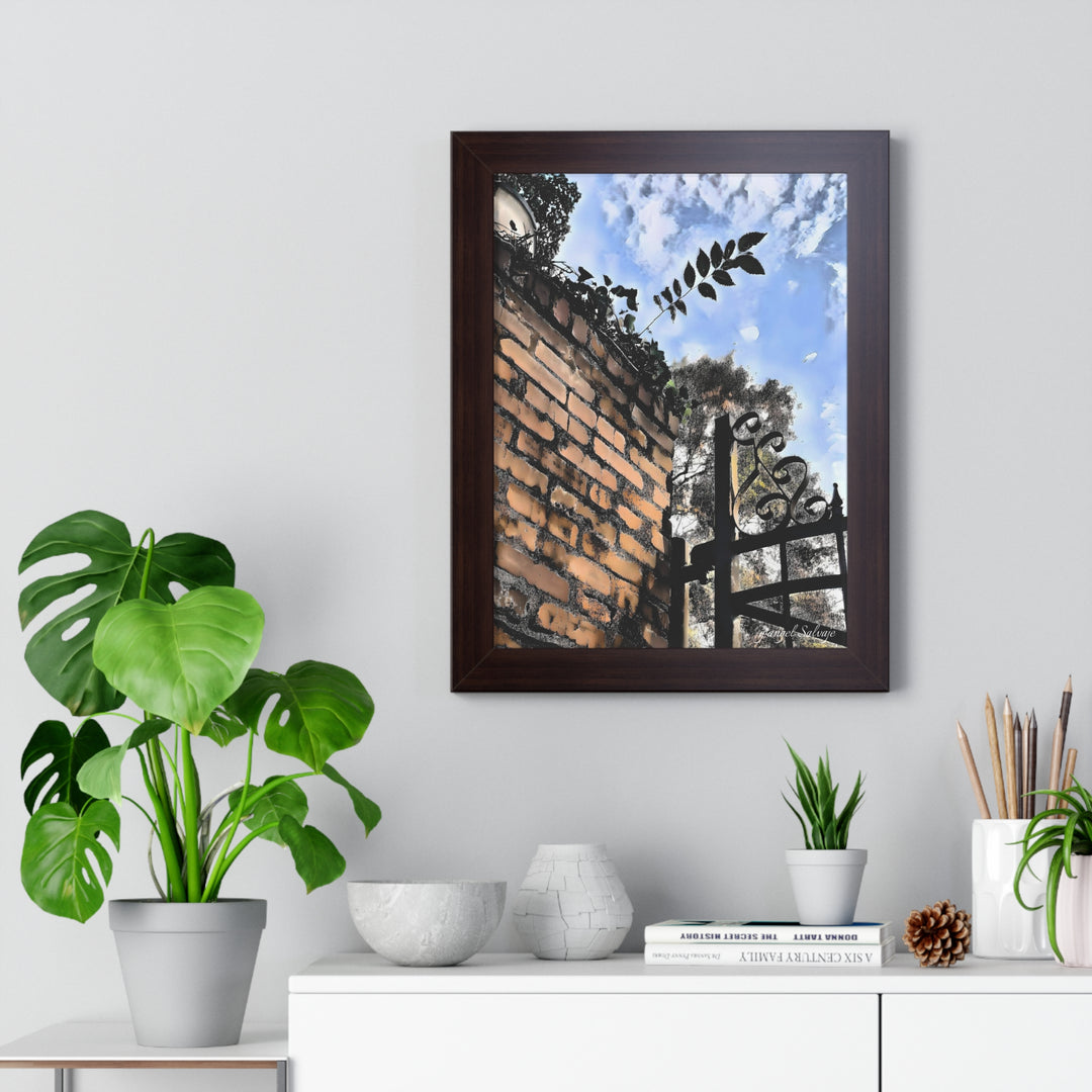 An Ivy Green Sky Framed Vertical Poster