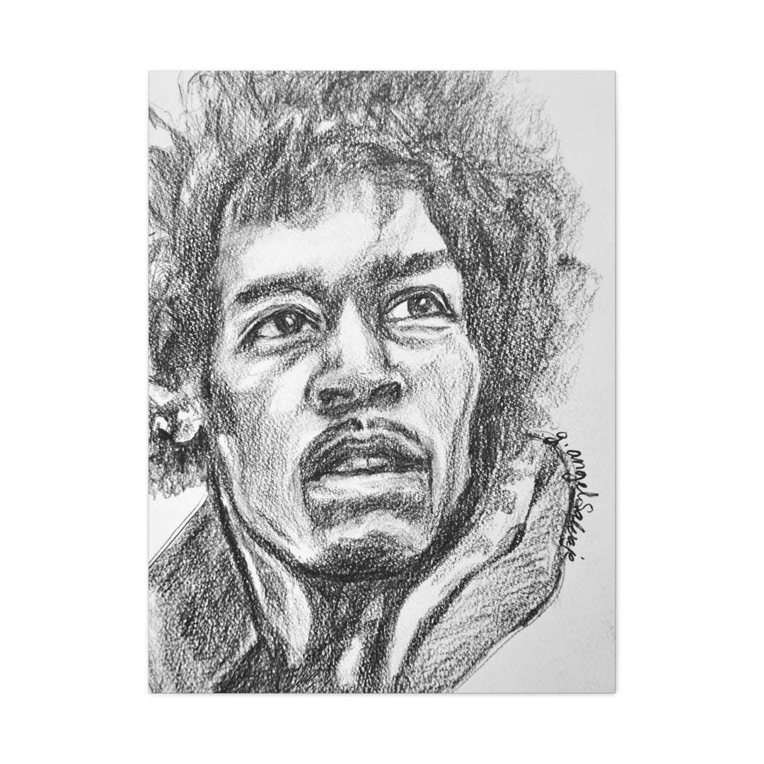 Jimi Hendrix,  B&W Rock and Roll Series Matte Canvas, Stretched, 1.25"
