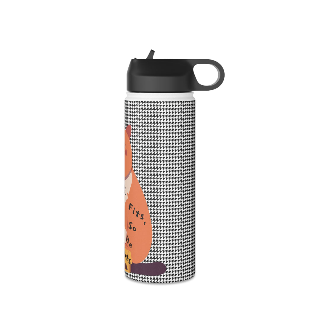 Fitz cat fits and sits Stainless Steel Water Bottle, Standard Lid