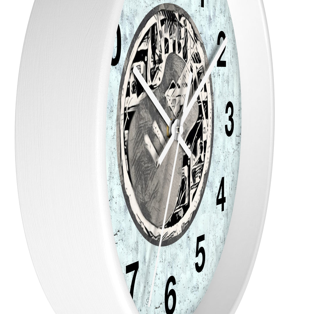 Grey Little Sketchy Guitar onTextured Blue Wall Clock