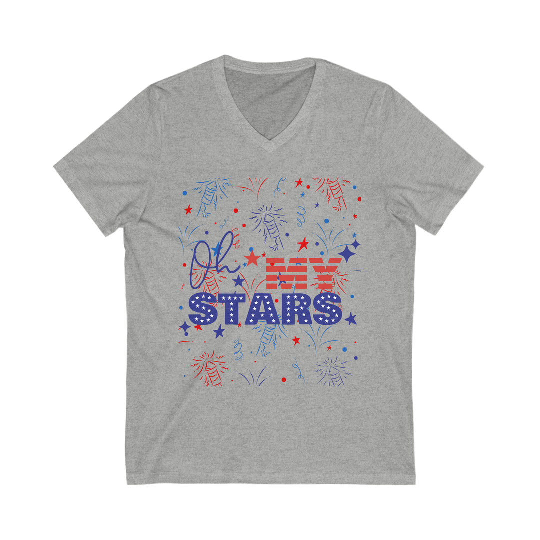 Oh My Stars Patriotic Unisex Jersey Short Sleeve V-Neck Tee