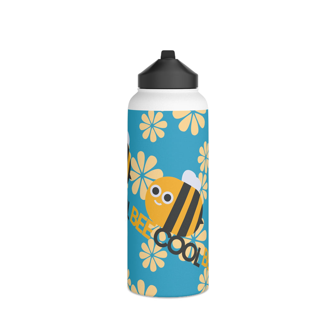 Bee Cool with Yellow Flowers Stainless Steel Water Bottle, Standard Lid