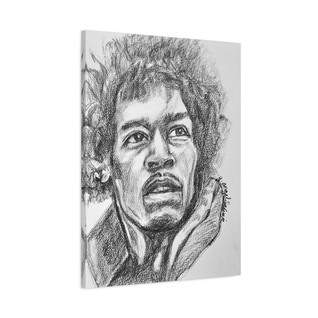 Jimi Hendrix,  B&W Rock and Roll Series Matte Canvas, Stretched, 1.25"