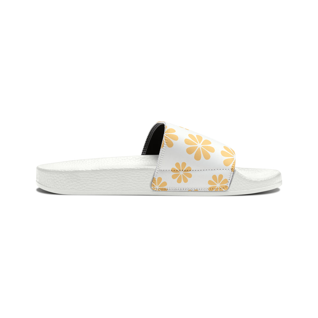Yellow Flowers Youth PU Slide Sandals