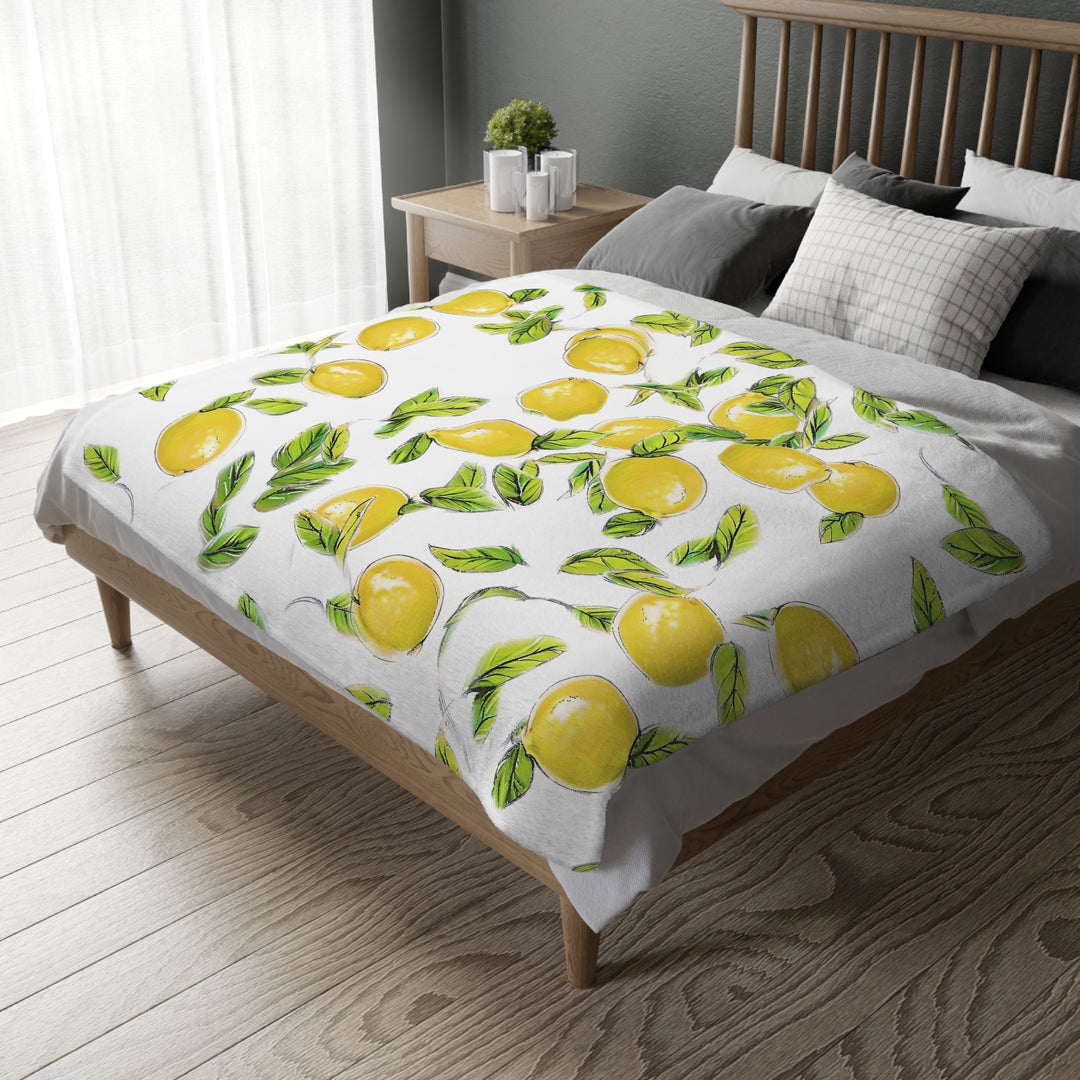 Lemon Velveteen Minky Blanket (Two-sided print)