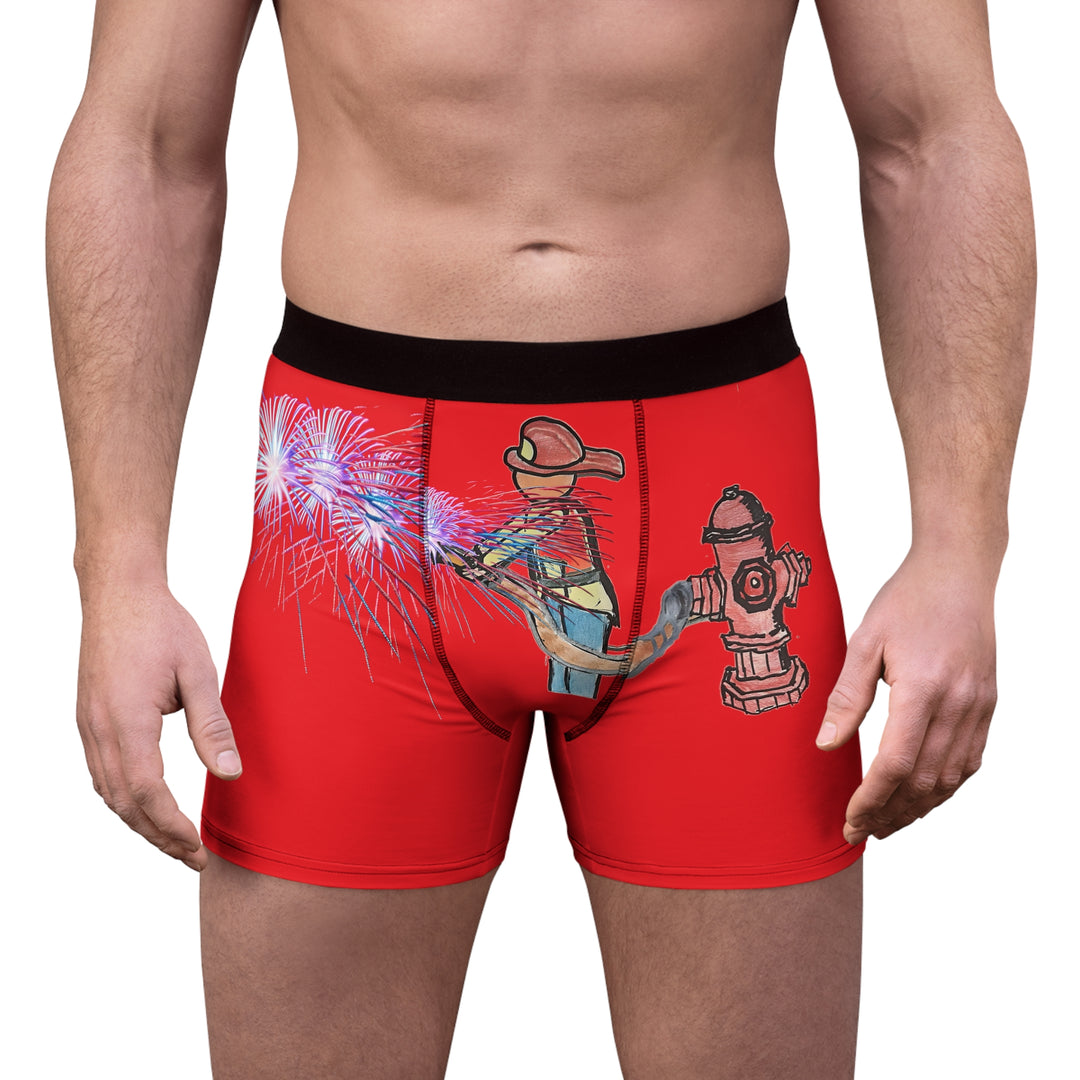 Fireman throwing Sparks  Men's Boxer Briefs (AOP)
