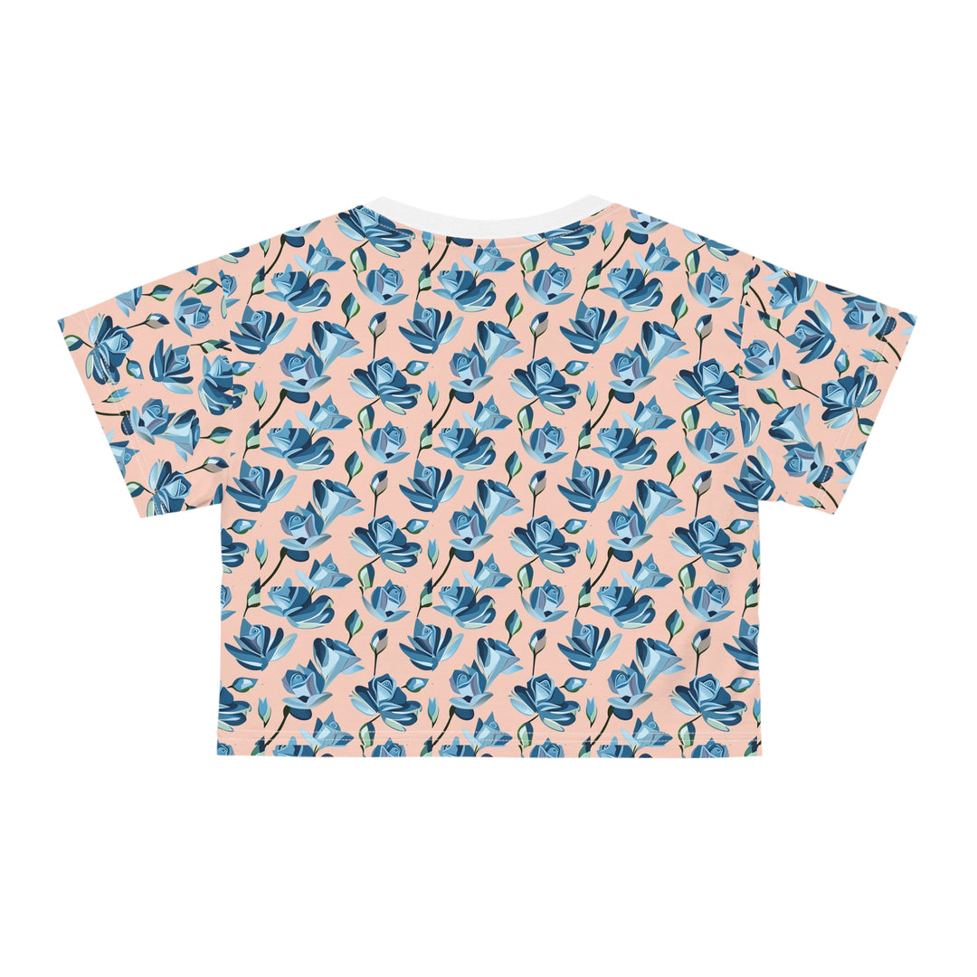 Blue Rose Buds, Women's Crop Tee (AOP)