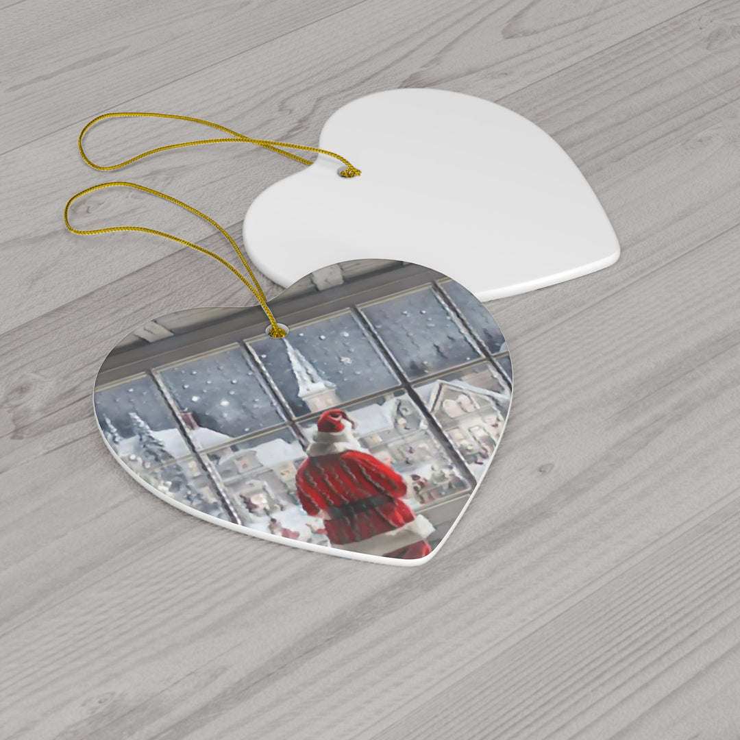 Santa Knows Ceramic Ornament, 4 Shapes