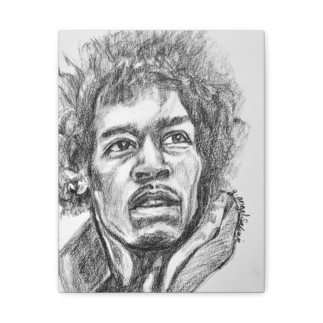 Jimi Hendrix,  B&W Rock and Roll Series Matte Canvas, Stretched, 1.25"