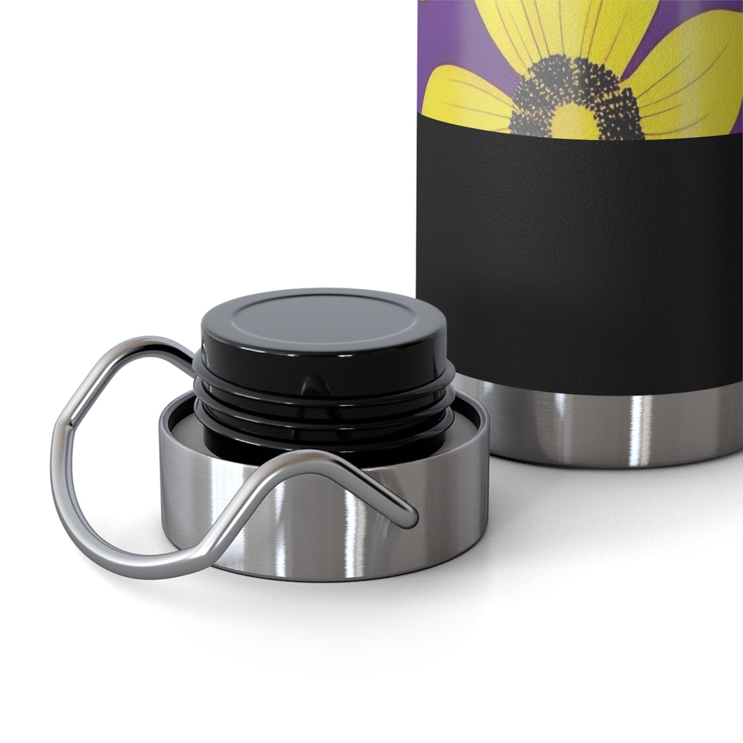 Yellow Floral on Purple, no quotes Copper Vacuum Insulated Bottle, 22oz