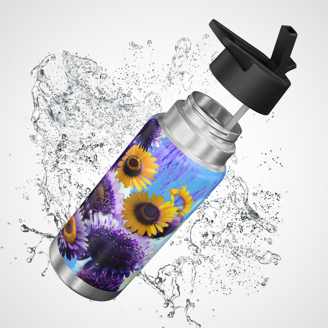 Purple Flower and Daisey Burst Gator Tumbler, 32oz