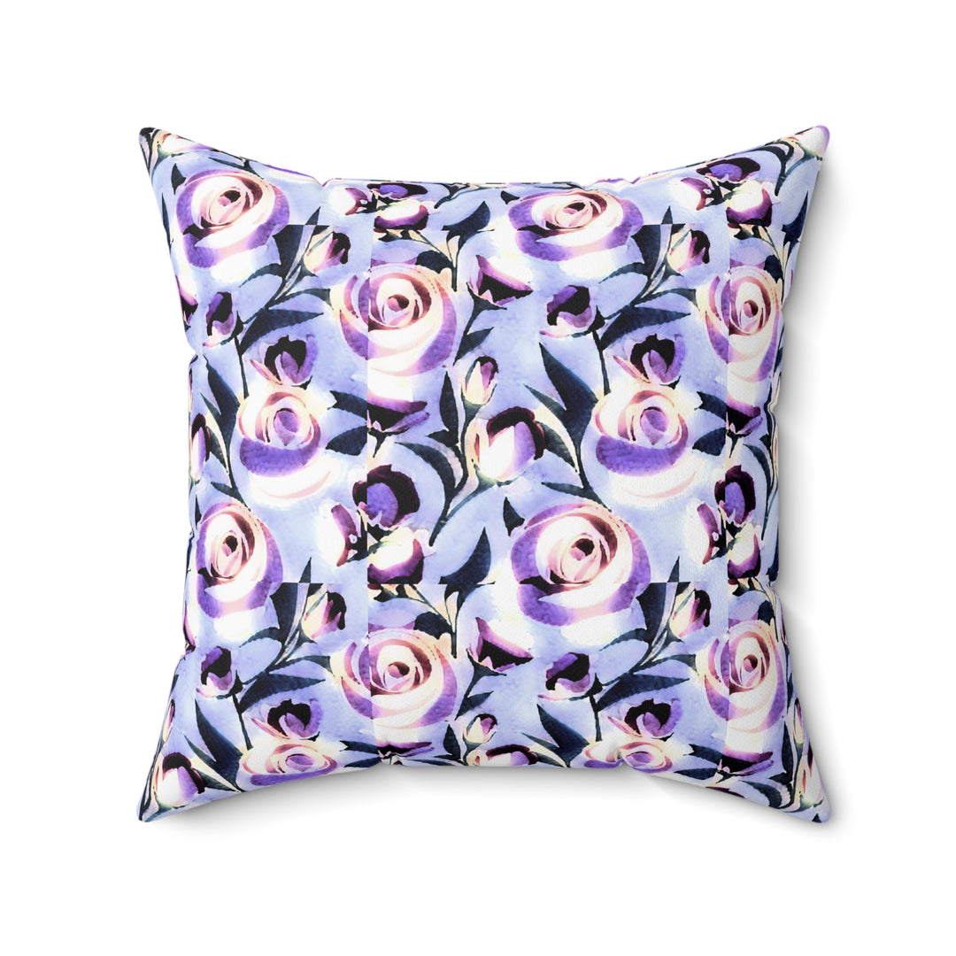 Lavender Roses Faux Suede Square Pillow