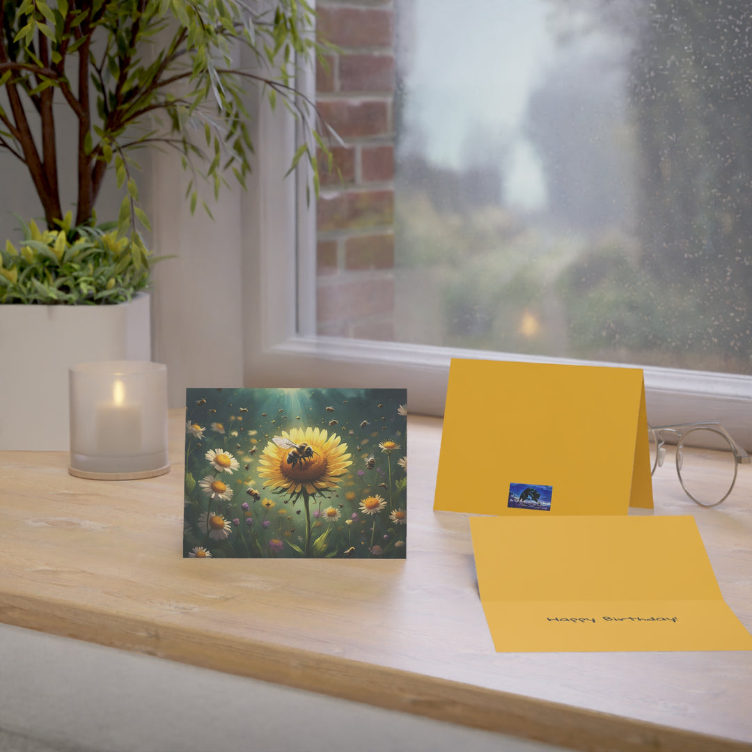 Sunny Floral Greeting Cards - Bee Themed Nature Love Notes, Blank Card Set for All Occasions, Birthday, Thank You, Spring Gift
